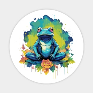 Yoga Frog Watercolor Style Magnet